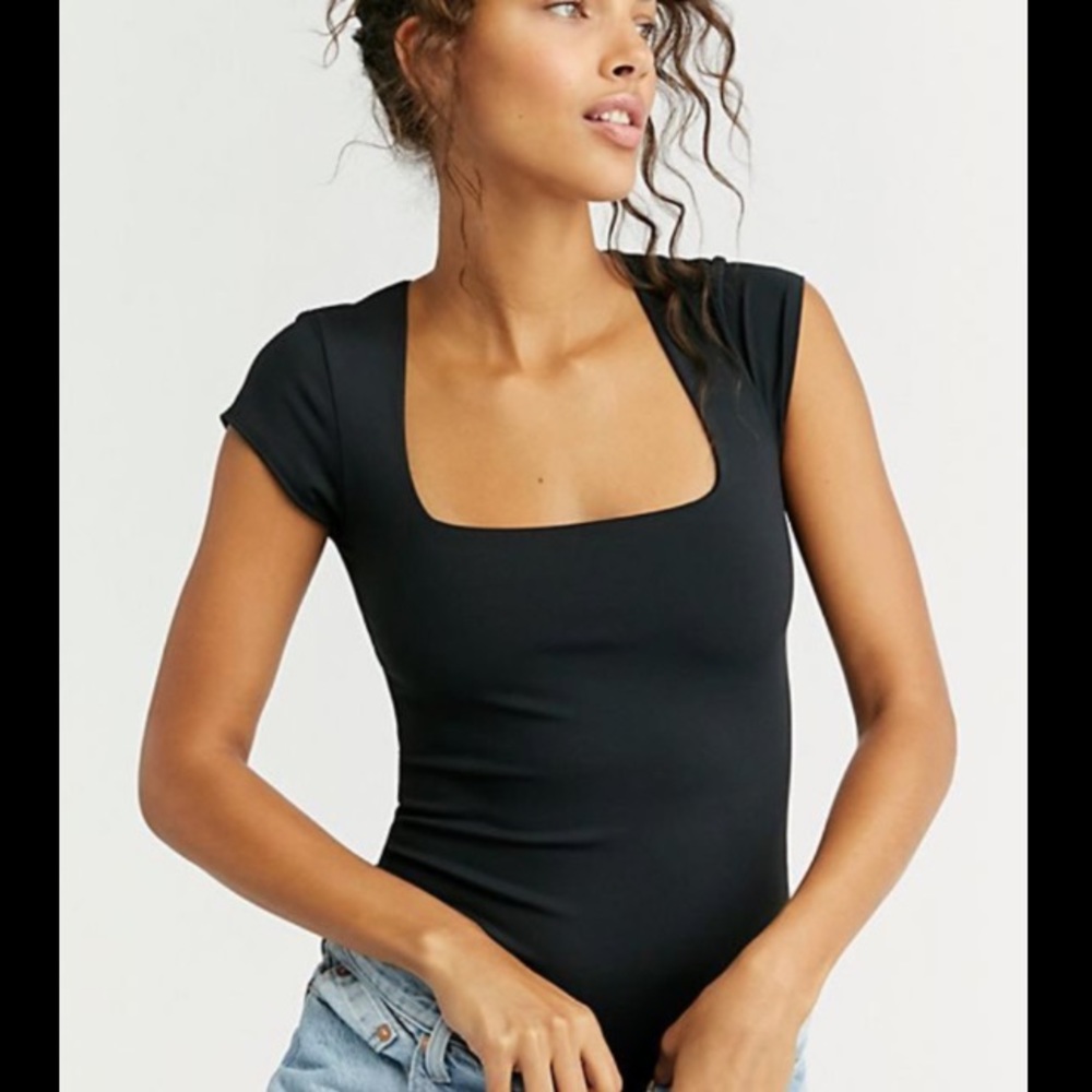 Short sleeve square neck free people bodysuit